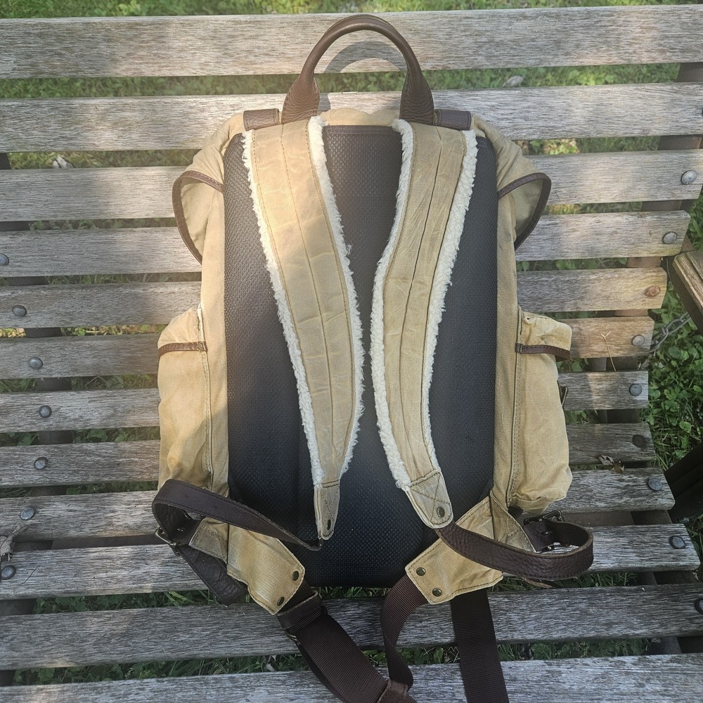 Vintage L.L. Bean Continental Rucksack Backpack Waxed Canvas Leather - Picture 2 of 16